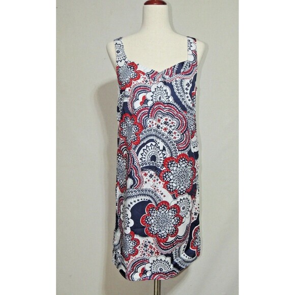 LOFT Dresses & Skirts - Ann Taylor Loft Shift Dress Wmns 6 Red Blue Paisley Floral Medallion Boho Summer